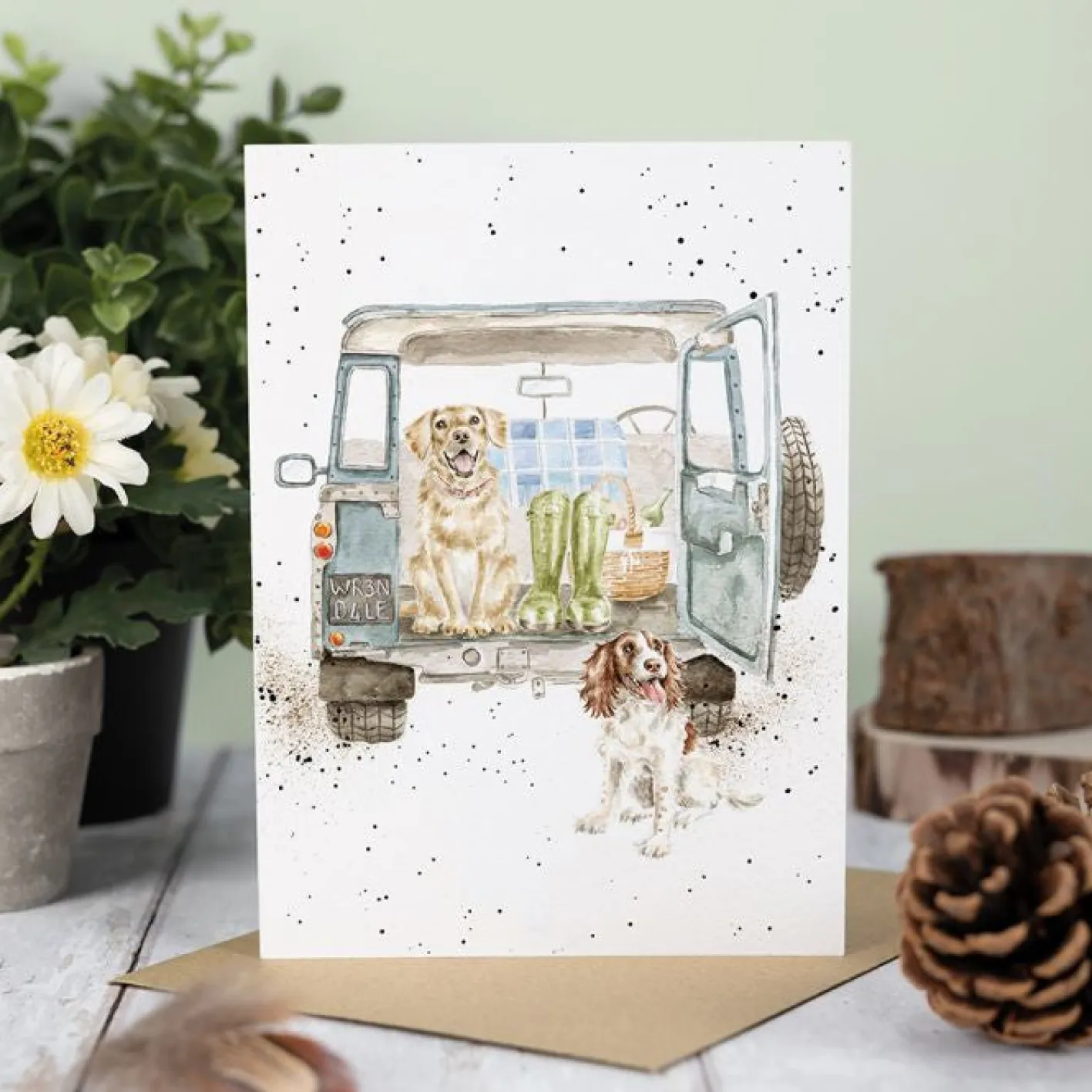 Wrendale Designs 'Paws for a Picnic' Spaniel and Labrador Blank Greetings Card