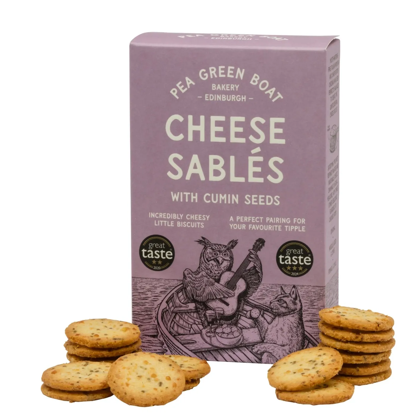 Shortbread House of Edinburgh Pea Green Boat Bakery Cheese Sablés with Cumin Seeds