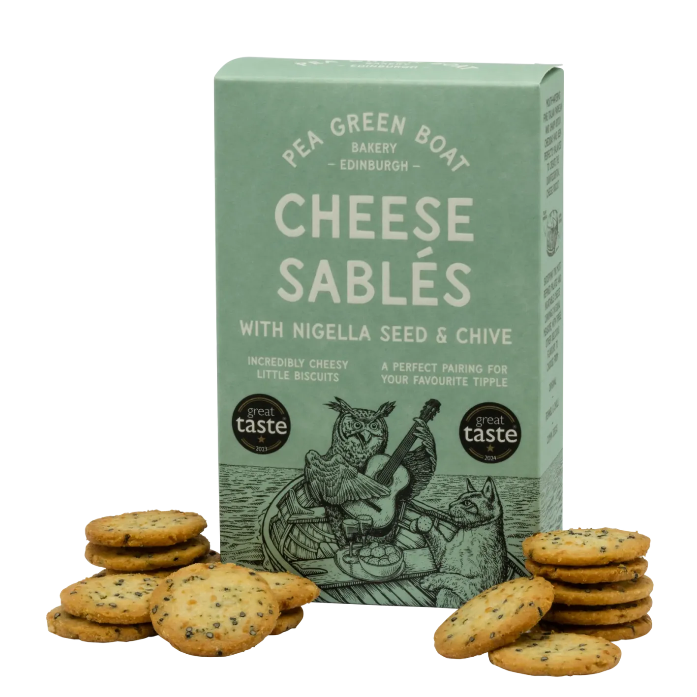 Shortbread House of Edinburgh Pea Green Boat Bakery Cheese Sablés with Nigella Seed & Chive