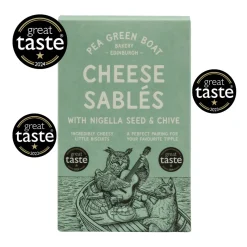 Shortbread House of Edinburgh Pea Green Boat Bakery Cheese Sablés with Nigella Seed & Chive