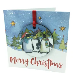 Emma Ball Penguins Melamine Bauble Card