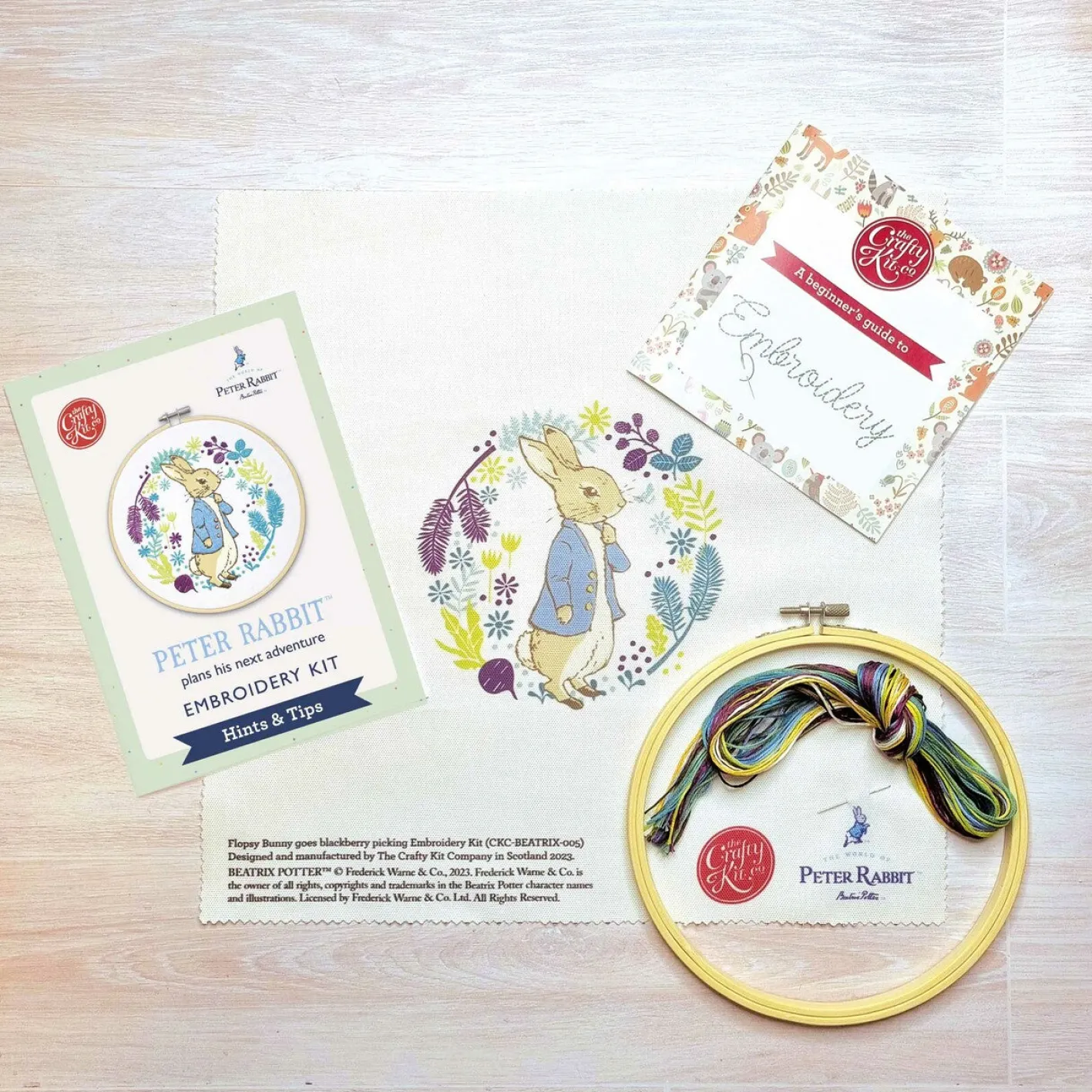 The Crafty Kit Co. Peter Rabbit Plans His Next Adventure Embroidery Kit