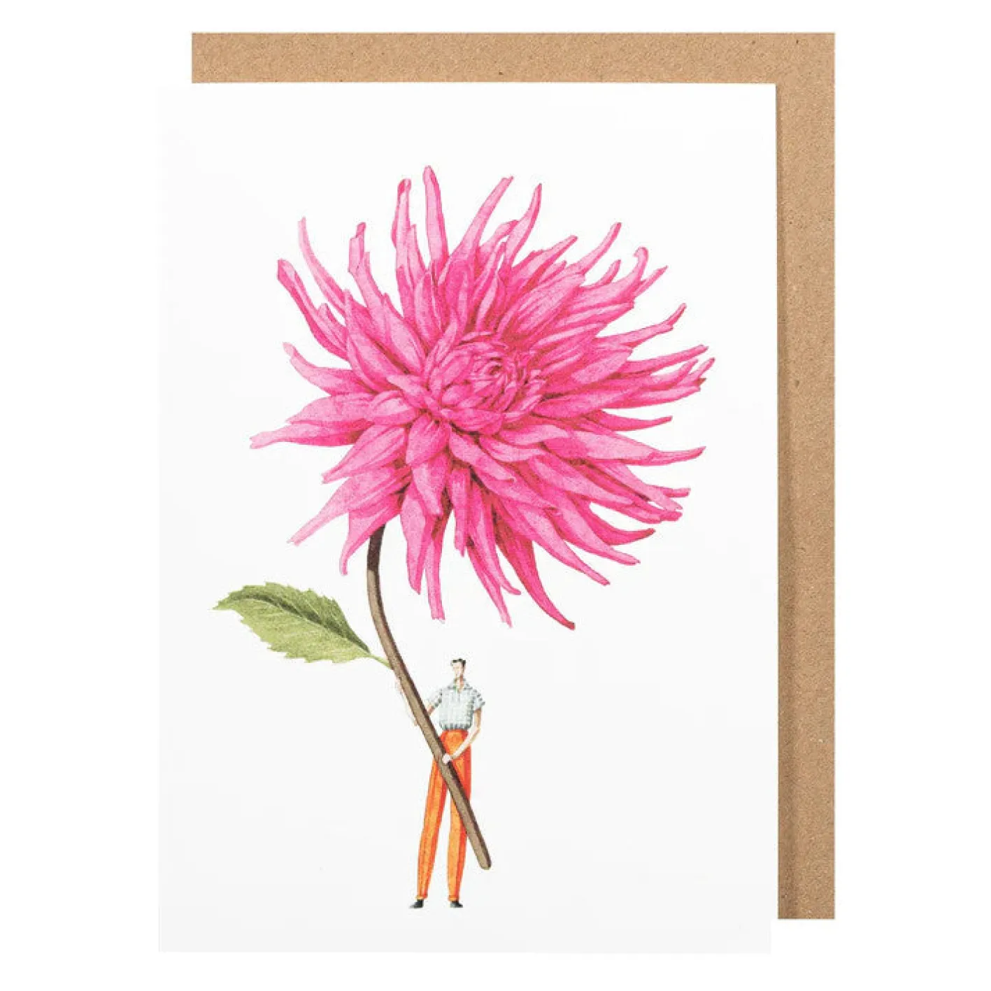 Laura Stoddart Pink Dahlia Blank Greetings Card