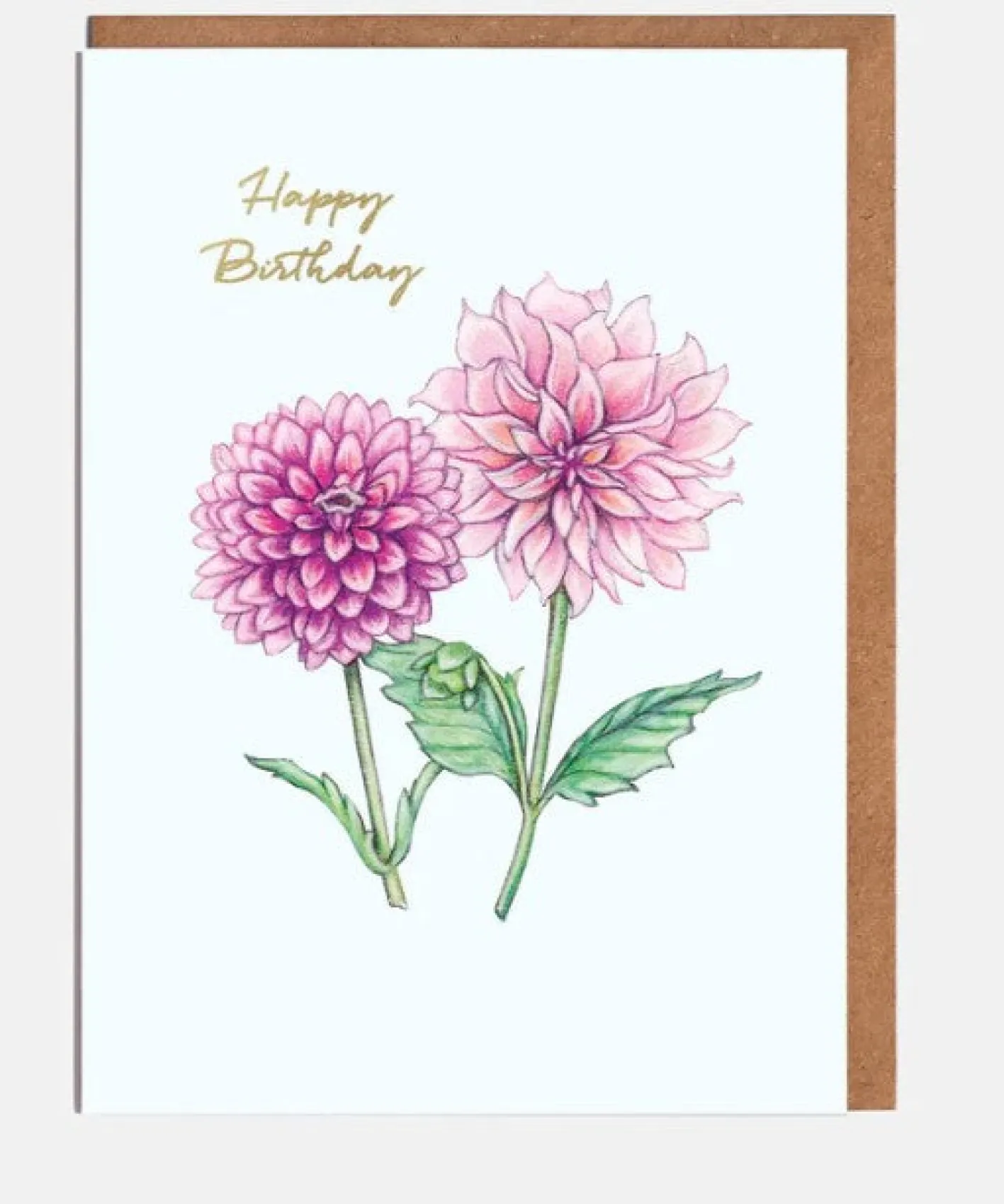 Lottie Murphy Pink Orange Dahlia Birthday Card