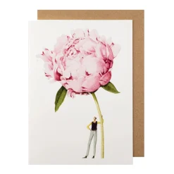 Laura Stoddart Pink Peony Blank Greetings Card