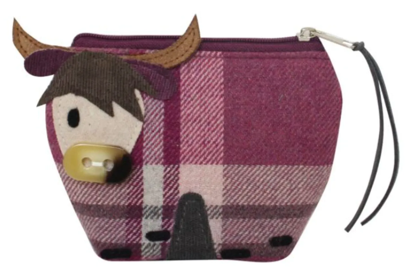 Earth Squared Bags Plum Winton Highland Cow Tweed Purse