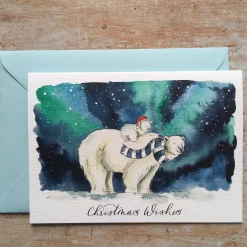 Ellie Hooi Illustration Polar Bear and Cub Christmas Card