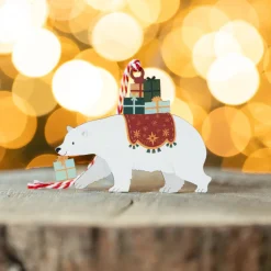 Dapple & Dot Polar Bear with Presents Wooden Christmas Decoration
