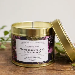 Toasted Crumpet Pomegranate Noir & Mulberry Candle in a Matt Gold Tin
