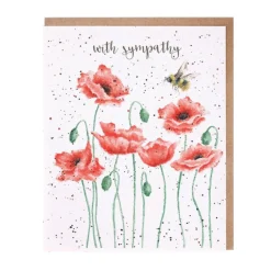 Wrendale Designs 'Poppies and Bee' Sympathy Greetings Card