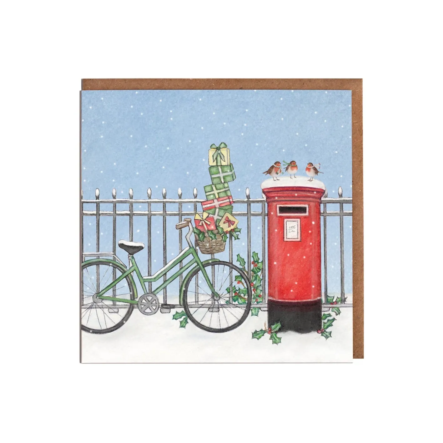 Lottie Murphy Postbox Bicycle Christmas Card