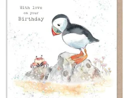 Paper Shed Design Puffin - "With Love on your Birthday" Greetings Card