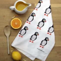 Lucky Lobster Puffin Tea Towel