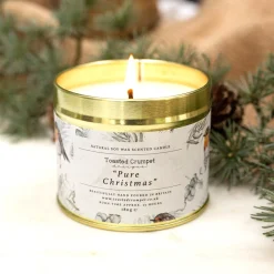 Toasted Crumpet Pure Christmas (Robin & Eucalyptus) Candle in a Matte Gold Tin