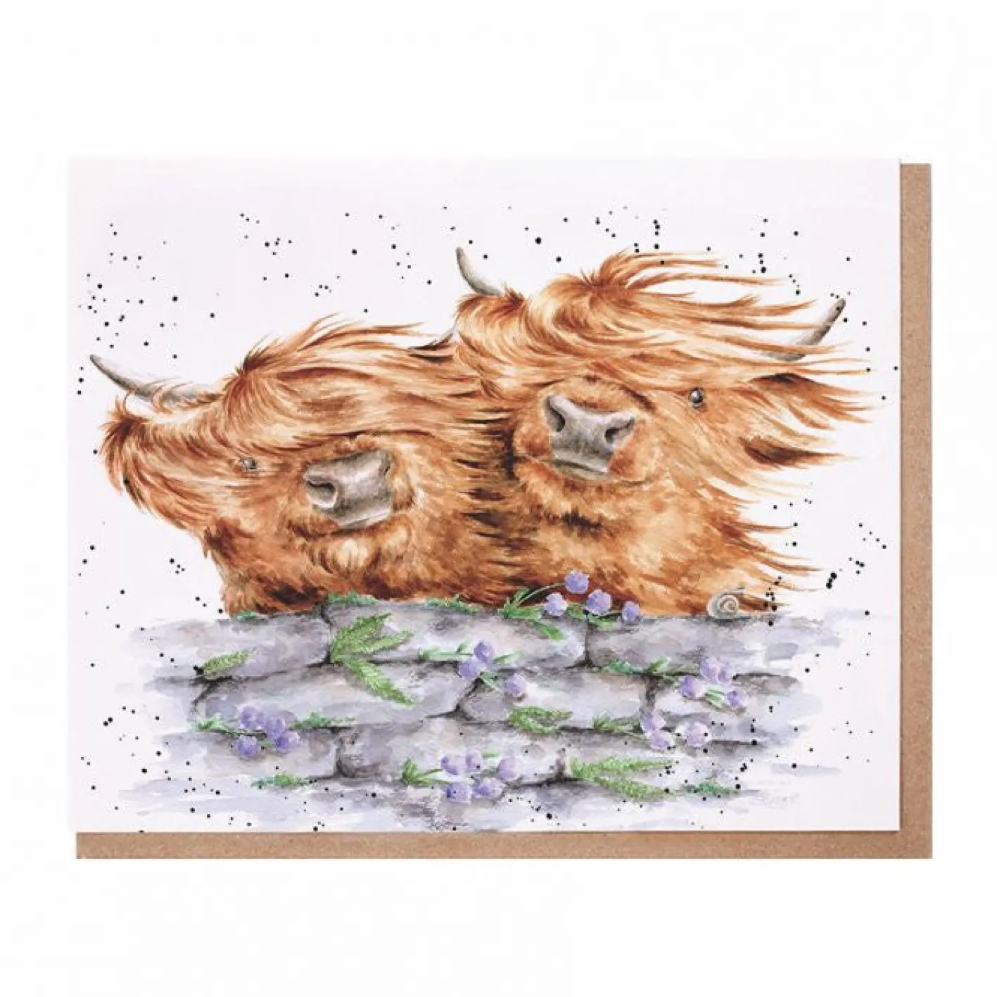 Wrendale Designs "Blown Away" Highland Cows Greetings Card