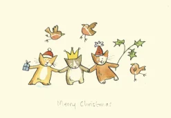 Two Bad Mice "Merry Christmas" Christmas Card (Cats & Robins)