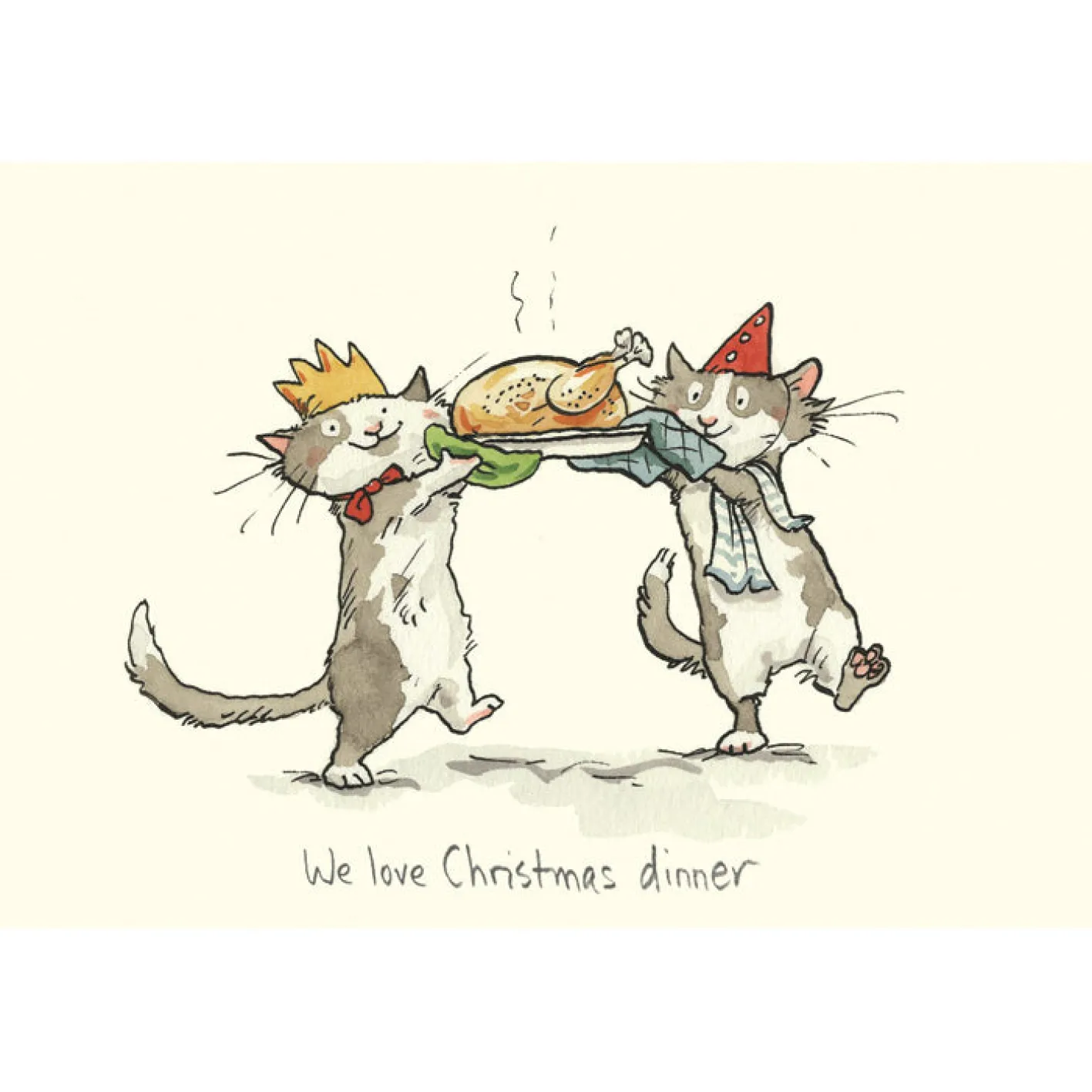 Two Bad Mice "We Love Christmas Dinner" Christmas Card