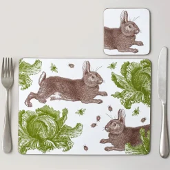 Thornback & Peel Rabbit & Cabbage Set of 4 Coasters