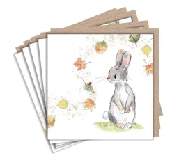Paper Shed Design Rabbit and Leaves Set of 5 Notecards