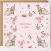 West Country Designs Rabbits Pink Picnic Birthday Card