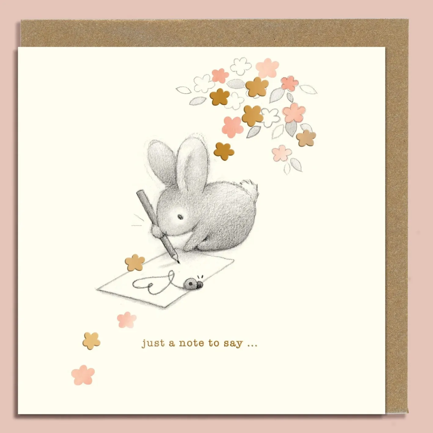 Ginger Betty Rabbit Writing a Note Greeting Card