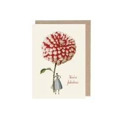 Laura Stoddart Red & White Dahlia You're Fabulous Greetings Card