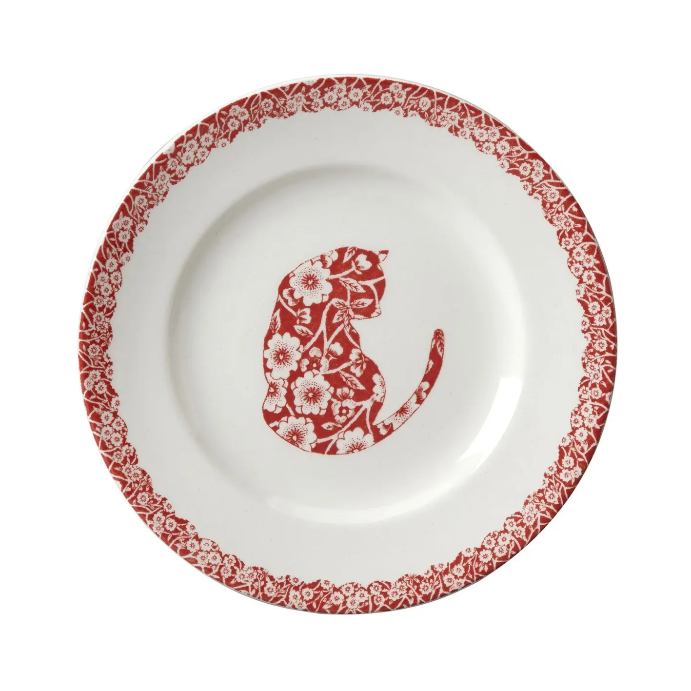 Burleigh Red Calico Cat 7in Small Plate