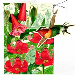 Madame Treacle Red Tiger Lily Humming Bird Hanging Fandangle Card