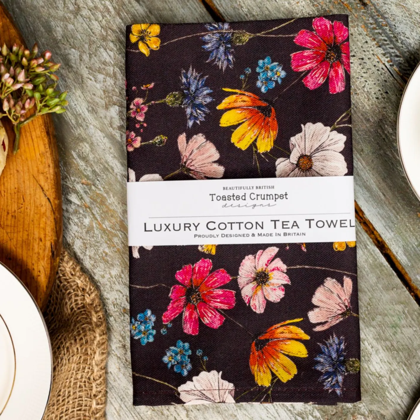 Toasted Crumpet Regency Gardens (Noir) Tea Towel