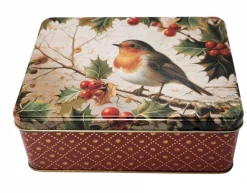 Elite Tins Robin Nostalgia Christmas Deep Rectangular Tin