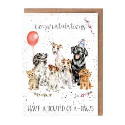 Wrendale Designs 'Round of A-Paws' Birthday' Dog Congratulations Greetings Card