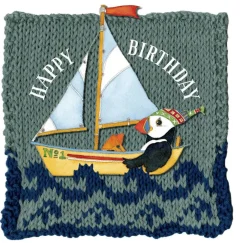 Emma Ball Sailing Birthday - Woolly Puffins Greetings Card