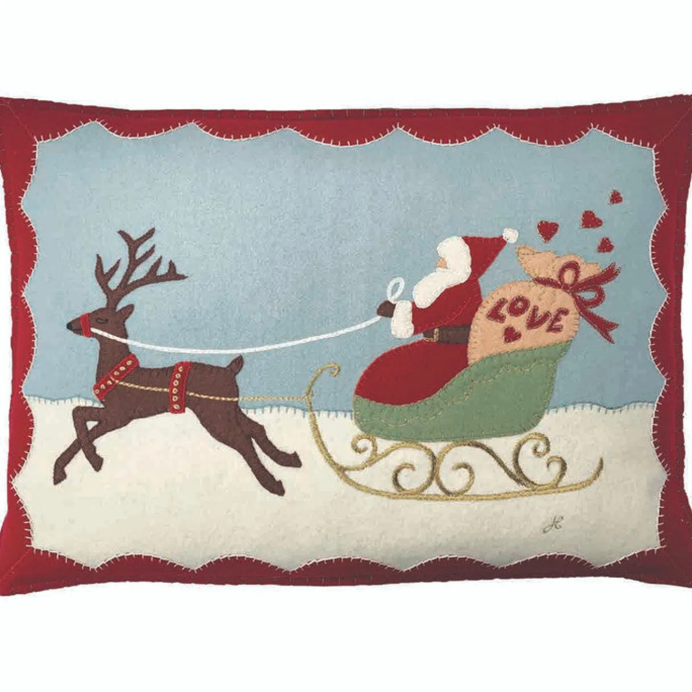 Jan Constantine Santa and Rudolph Pillow