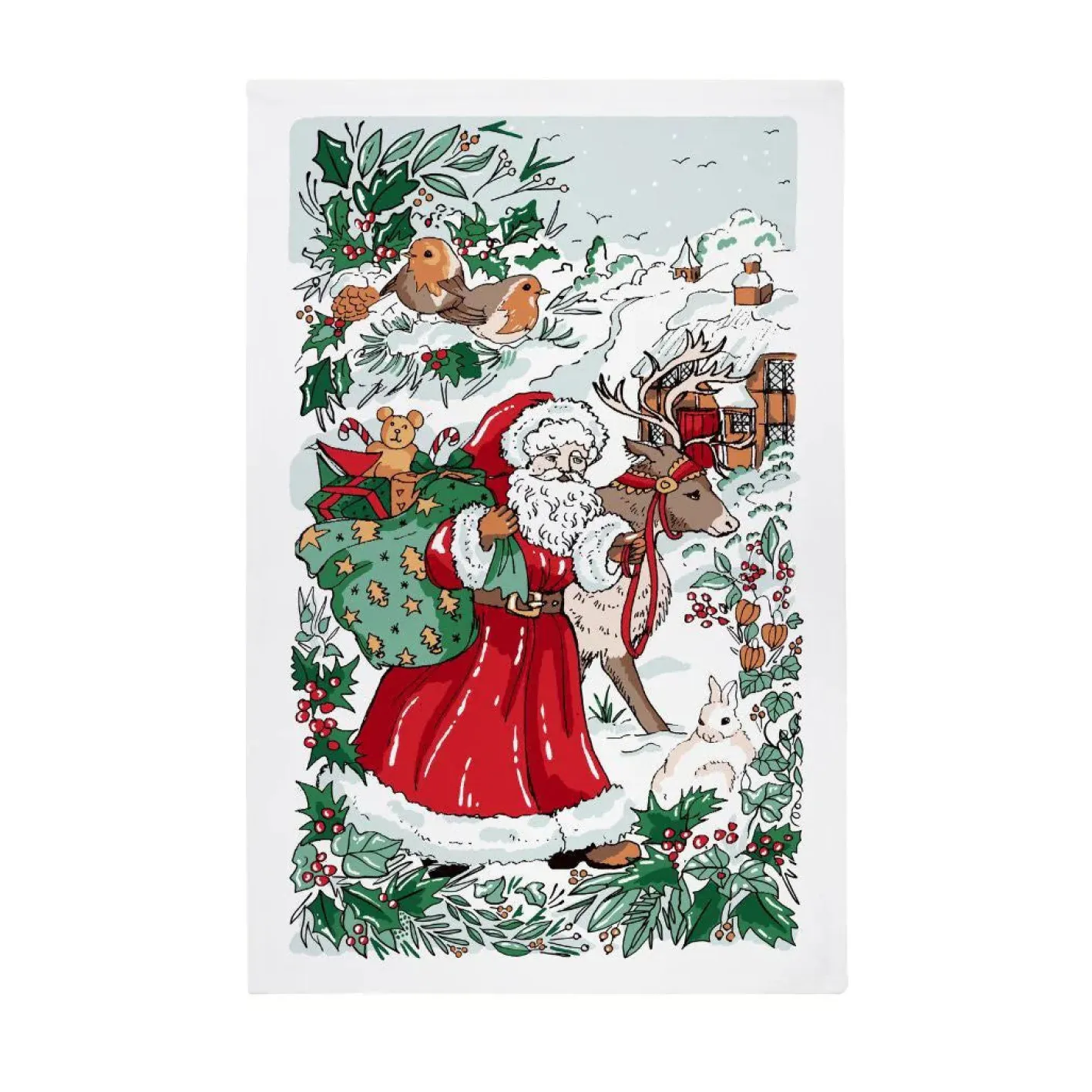 Ulster Weavers Santa Scene Recycled Cotton Tea Towel