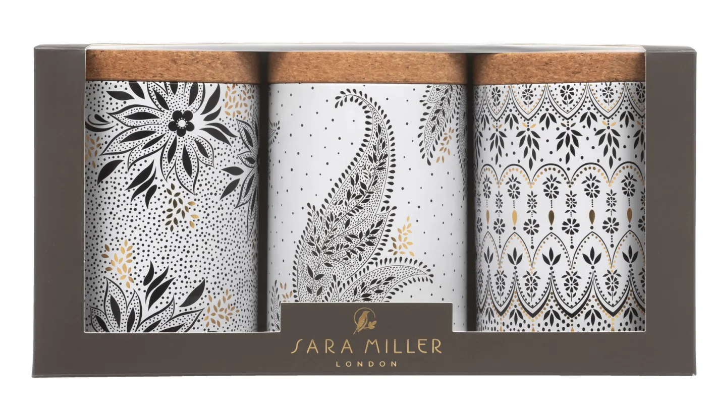 Sara Miller London Sara Miller Artisanne Noir Set of 3 Round Caddies