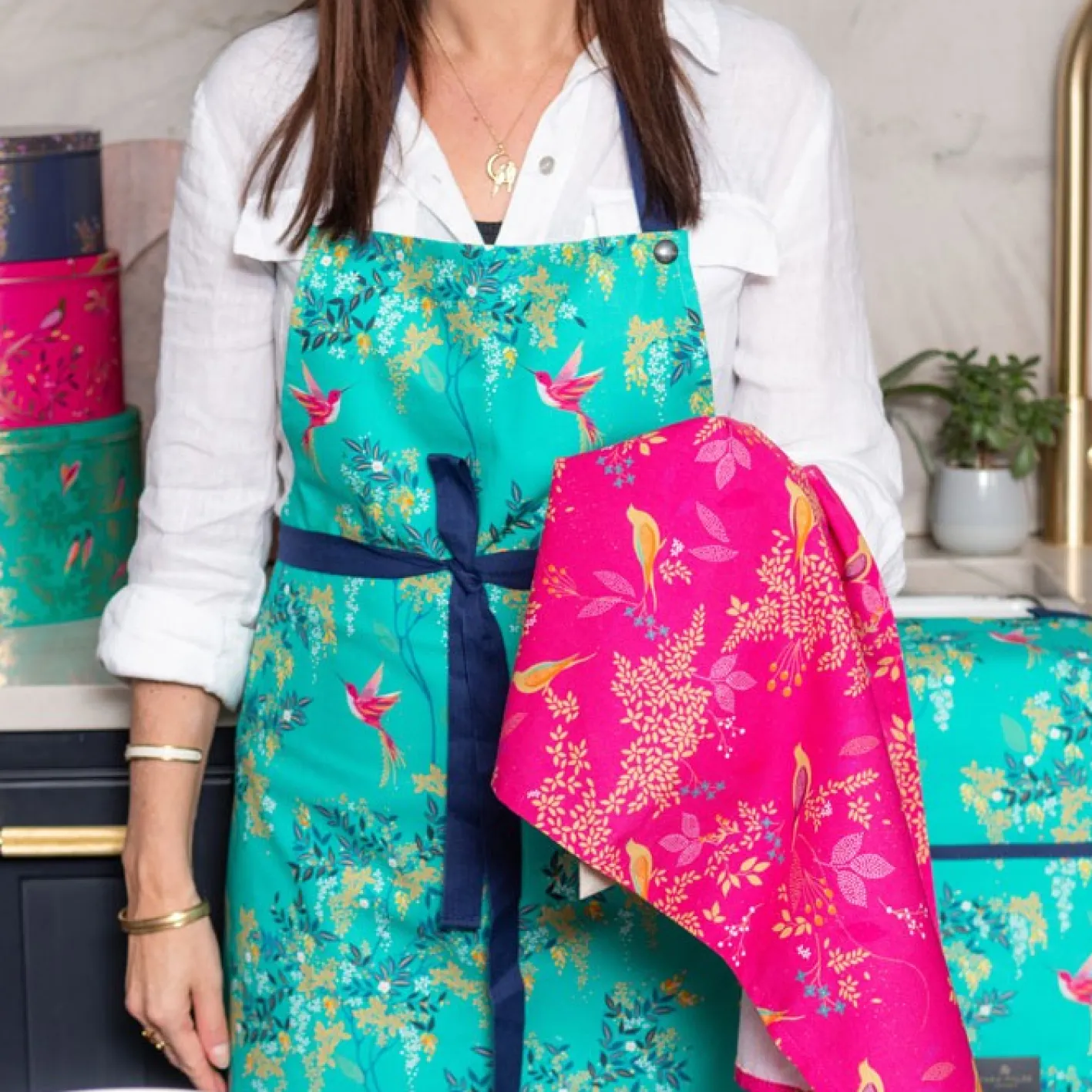 Sara Miller London Sara Miller Chelsea Pink Tea Towel