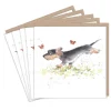 Paper Shed Design Sausage Dog and Butterflies Set of 5 Notecards