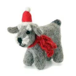 Amica Felt Schnauzer with Hat and Scarf Felt Decoration