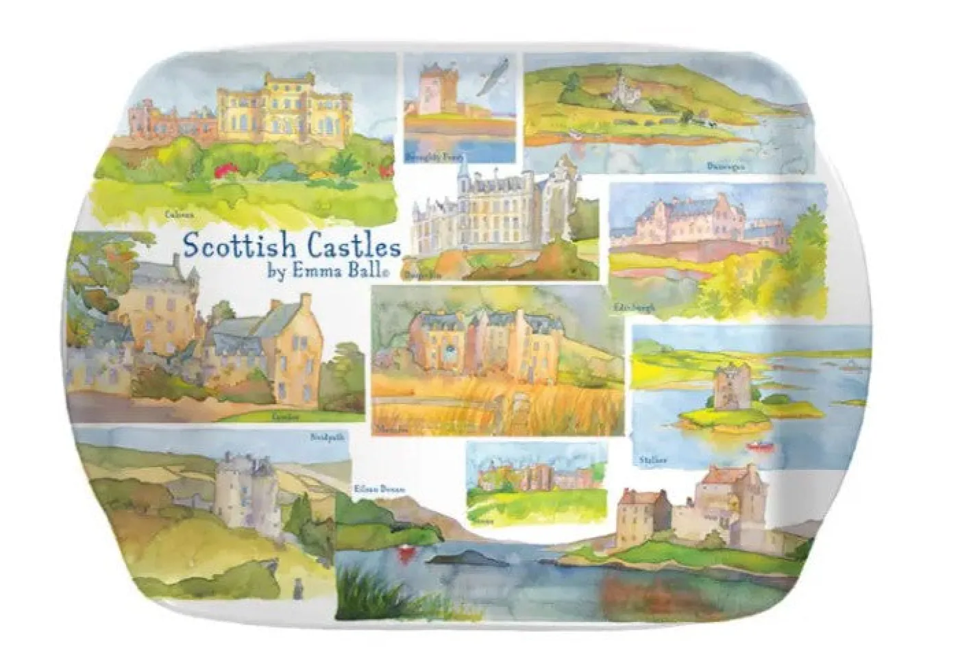 Emma Ball Scottish Castles & Houses Melamine Scatter Tray