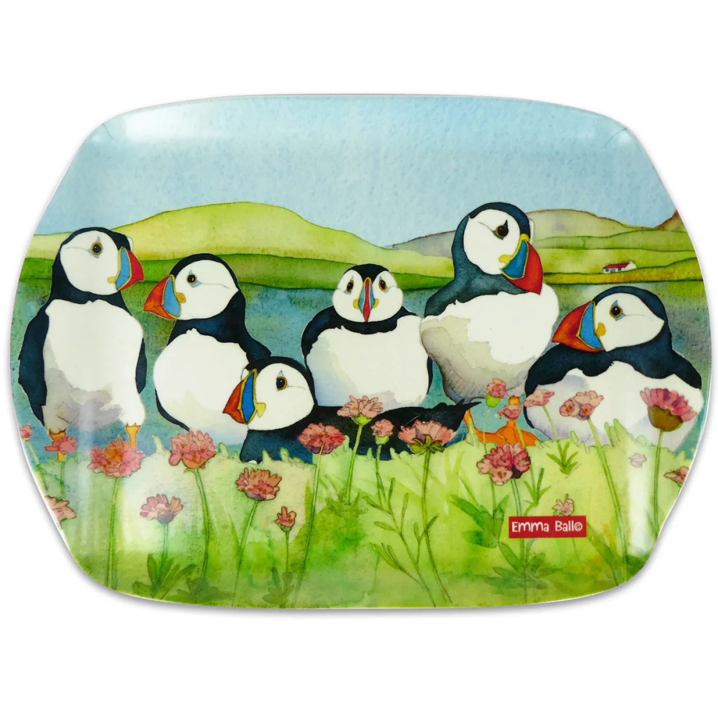 Emma Ball Sea Thrift Puffins Melamine Medium Tray