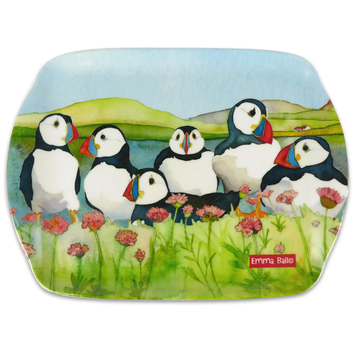 Emma Ball Sea Thrift Puffins Melamine Scatter Tray