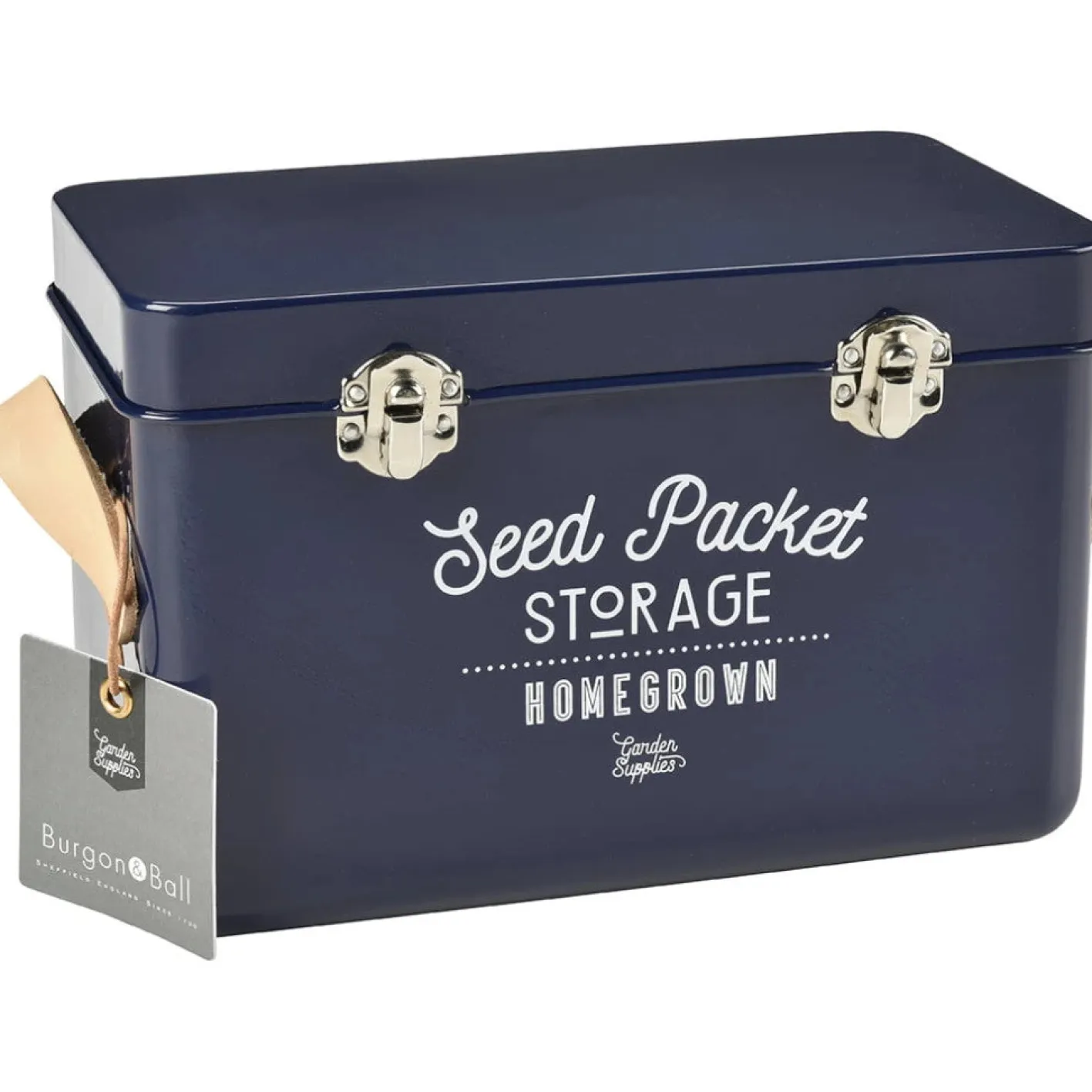 Burgon & Ball Seed Packet Storage Tin in Atlantic Blue