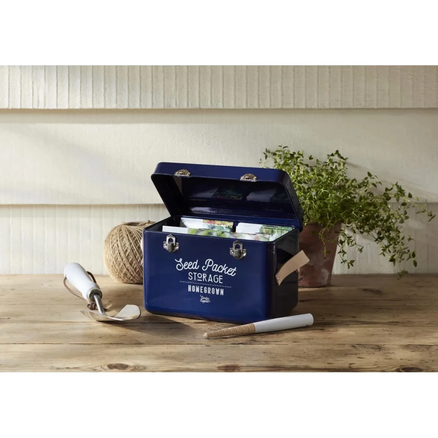 Burgon & Ball Seed Packet Storage Tin in Atlantic Blue
