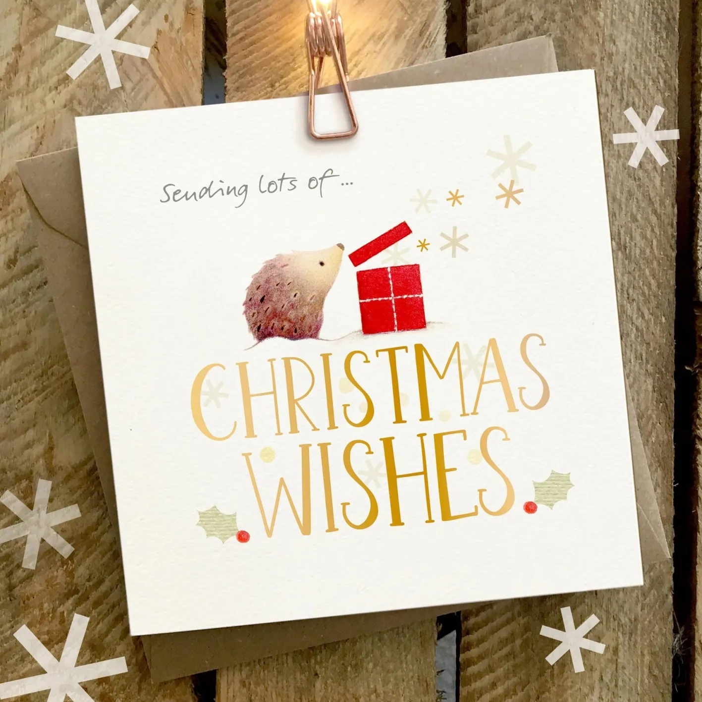 Ginger Betty Sending Lots of Christmas Wishes Hedgehog Card