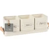 Burgon & Ball Set of 3 Herb Pots in a Leather Handled Tray - Stone