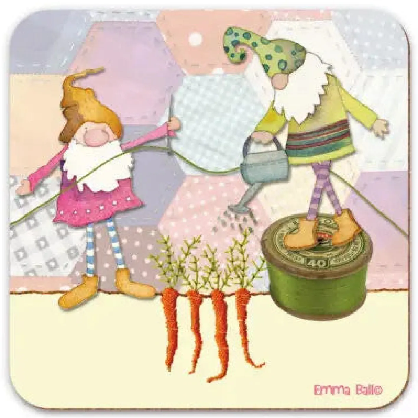 Emma Ball Sewing Gnomes Coaster