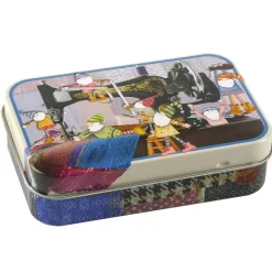 Emma Ball Sewing Gnomes Hinged Small Rectangular Tin