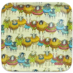Emma Ball Sheep in Sweaters Melamine Square Tray