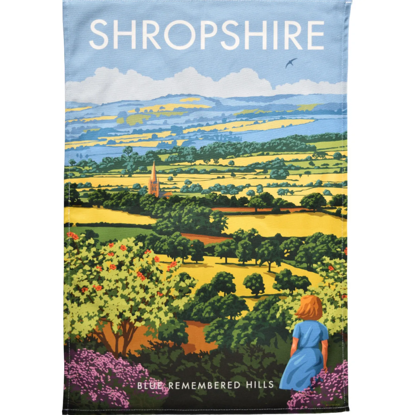 Town Towels Shropshire Blue Remembered Hills Tea Towel