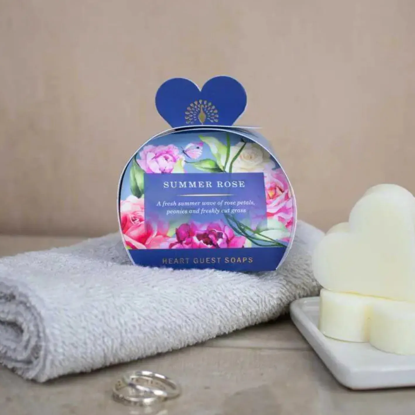 English Soap Company Signature Summer Rose Heart Guest Soaps